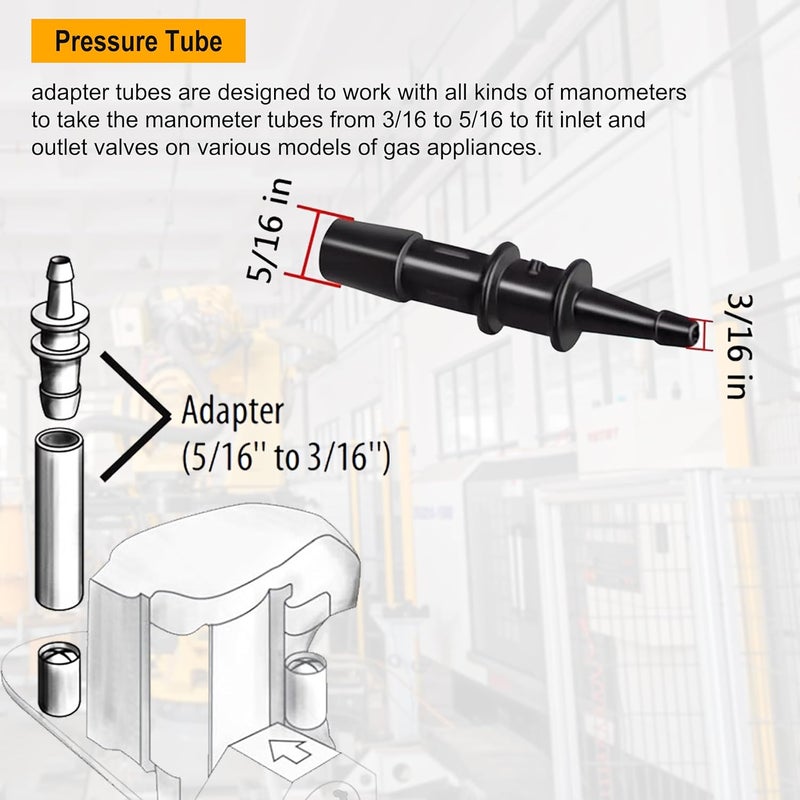 ZIBOO RMA316 +ASP2 Manometer Tube Adapter, 3/16" to 5/16,Soft Tube,Static Pressure Probes ( RMA316+ASP2) - Image 2